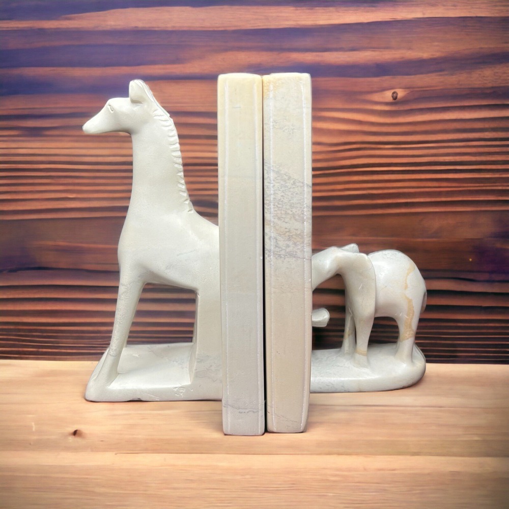 Animal Bookends Soapstone Hand Carved Kenya Craftsman Africa Elephant Giraffe